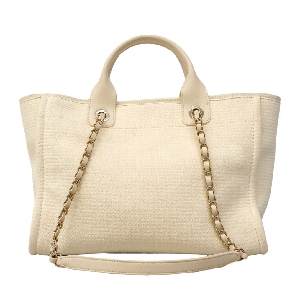 Chanel Deauville Canvas Handbag, White/Champagne, 2-way bag for women, P2877717 - Picture 14 of 14